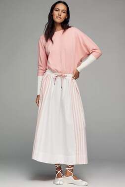 New Anthropologie Daily Practice Twofer Long-Sleeve Maxi Dress $148 MEDIUM Pink